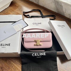 Replica Celine Triomphe Shoulder Bag In Shiny Calfskin 194143 Rose Qua