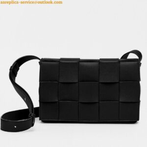 Replica Bottega Veneta Cassette Bag In Black Intreccio Lambskin