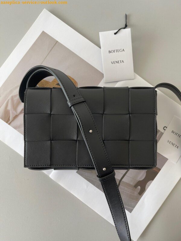 Replica Bottega Veneta Cassette Bag In Black Intreccio Lambskin 3