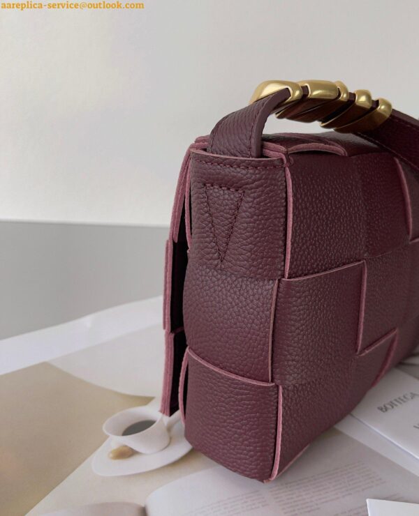 Replica Bottega Veneta Cassette Bag In Burgundy Grained Intreccio Calfskin 5