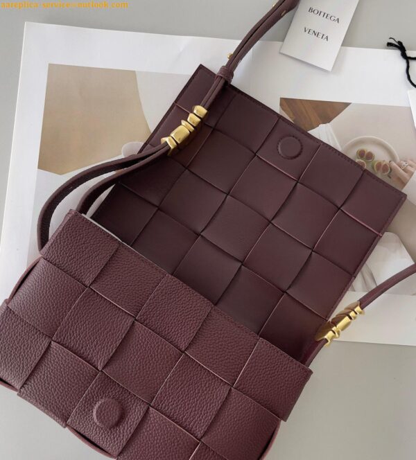 Replica Bottega Veneta Cassette Bag In Burgundy Grained Intreccio Calfskin 6