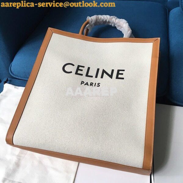 Replica Celine Vertical Cabas Bag In Canvas With Print And Calfskin 19 4