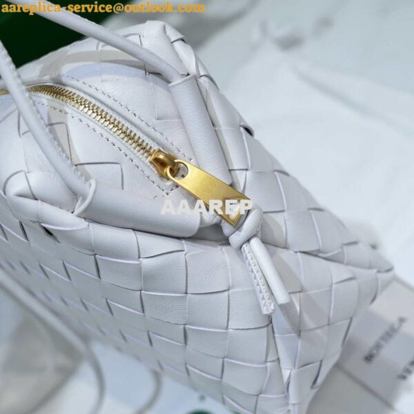 Replica Bottega Veneta BV 680254 Mini Loop intrecciato leather cross-body bag White 6