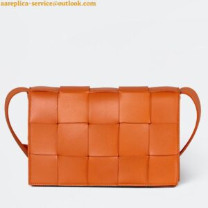 Replica Bottega Veneta Cassette Bag In Orange Intreccio Lambskin