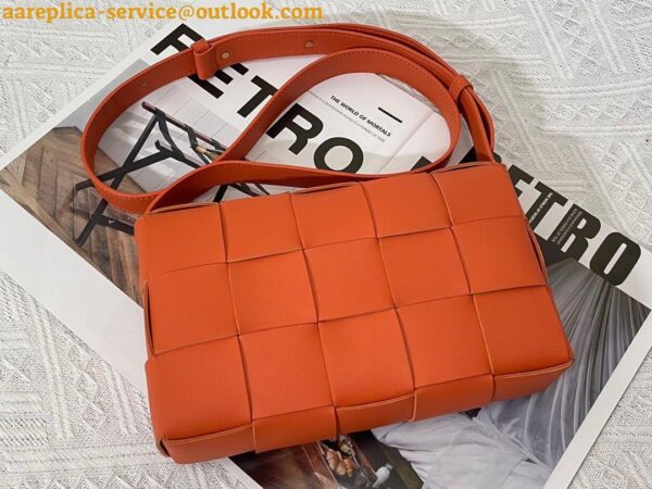 Replica Bottega Veneta Cassette Bag In Orange Intreccio Lambskin 3