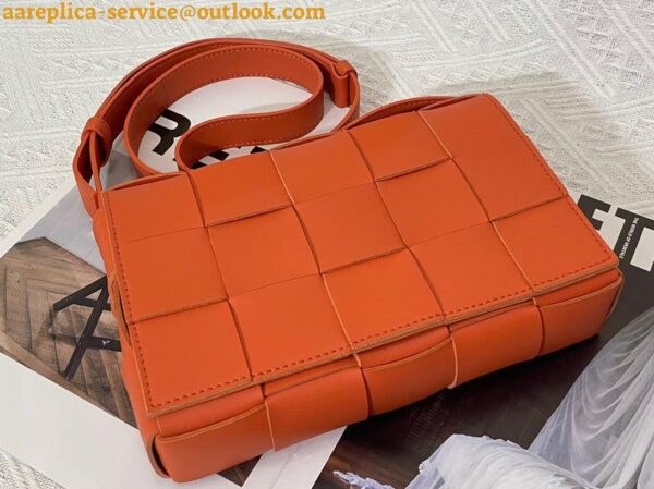 Replica Bottega Veneta Cassette Bag In Orange Intreccio Lambskin 5