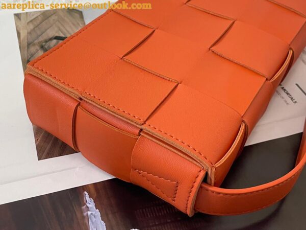 Replica Bottega Veneta Cassette Bag In Orange Intreccio Lambskin 10