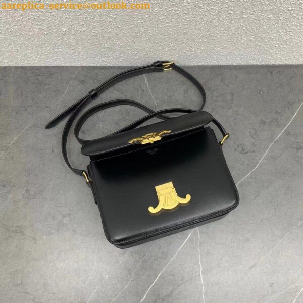 Replica Celine Triomphe Teen Bag In Black Leather 10