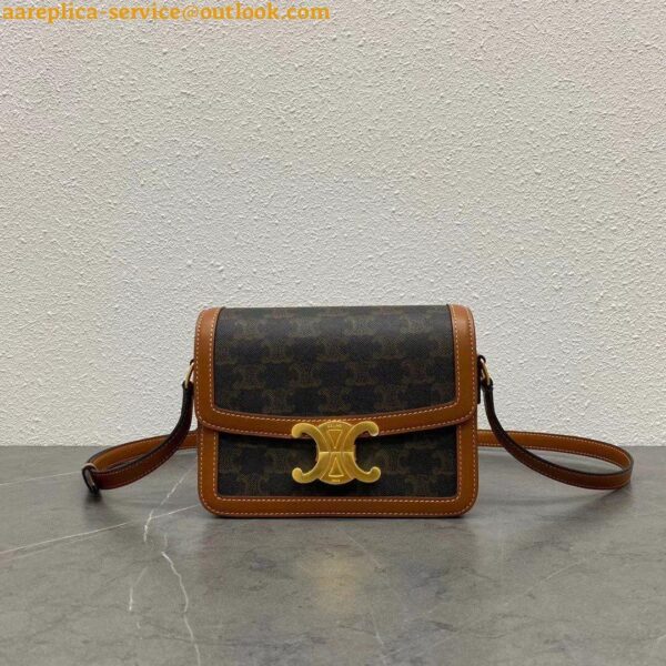 Replica Celine Triomphe Teen Bag In Black Triomphe Canvas 8