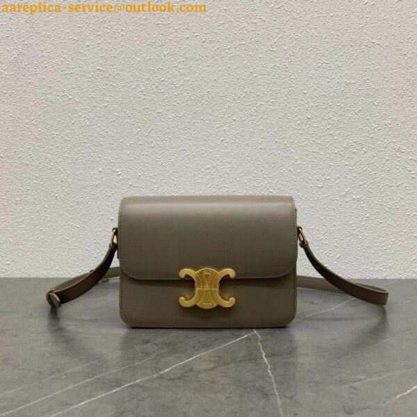 Replica Celine Triomphe Teen Bag In Grey Leather 5