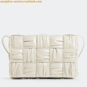 Replica Bottega Veneta Cassette Bag In White Foulard Intreccio Calfskin