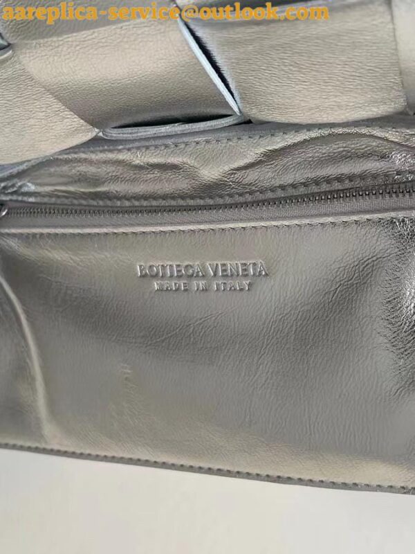 Replica Bottega Veneta Cassette Bag In Silver Intreccio Lambskin 9