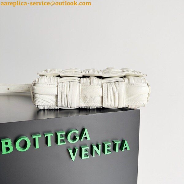 Replica Bottega Veneta Cassette Bag In White Foulard Intreccio Calfskin 4