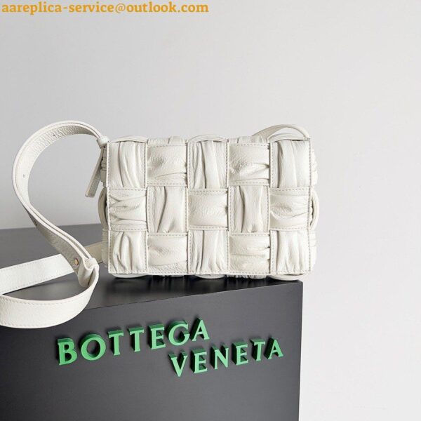 Replica Bottega Veneta Cassette Bag In White Foulard Intreccio Calfskin 6