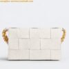 Replica Bottega Veneta Cassette Bag In White Foulard Intreccio Calfskin