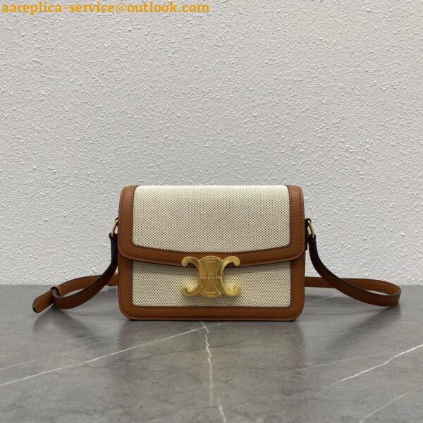 Replica Celine Triomphe Teen Bag In Textile and Calfskin 5