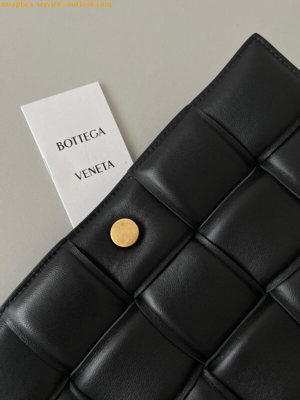 Replica Bottega Veneta Chain Cassette Bag In Black Intrecciato Lambskin 5