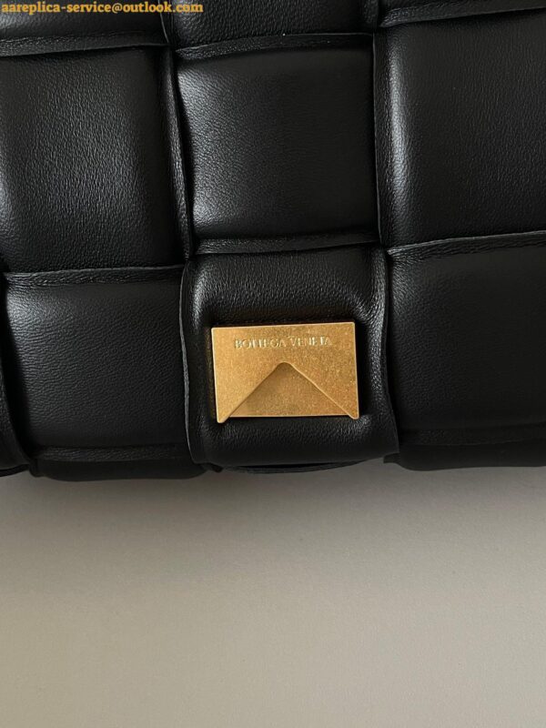 Replica Bottega Veneta Chain Cassette Bag In Black Intrecciato Lambskin 4