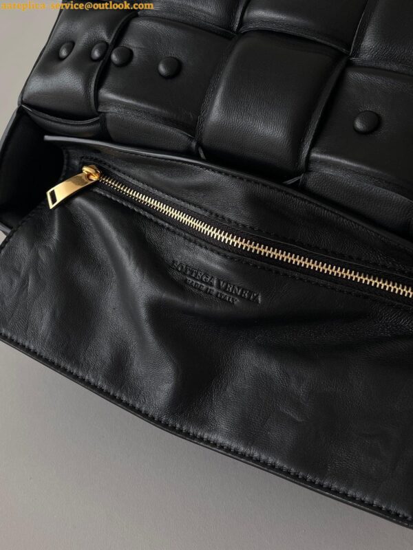 Replica Bottega Veneta Chain Cassette Bag In Black Intrecciato Lambskin 7