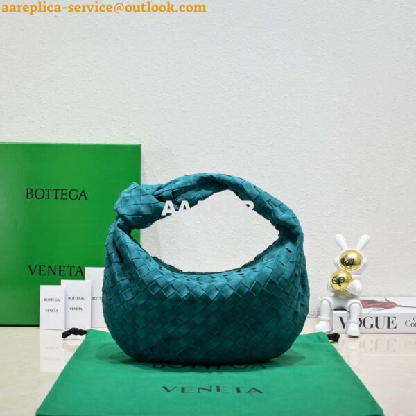 Replica Bottega Veneta BV 690225 Teen Jodie intrecciato suede shoulder bag Lake Blue