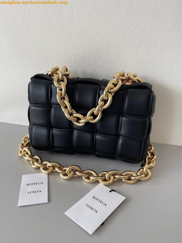 Replica Bottega Veneta Chain Cassette Bag In Black Intrecciato Lambskin 10