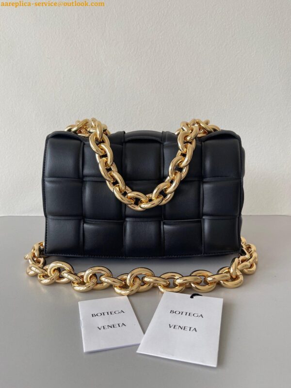 Replica Bottega Veneta Chain Cassette Bag In Black Intrecciato Lambskin 9