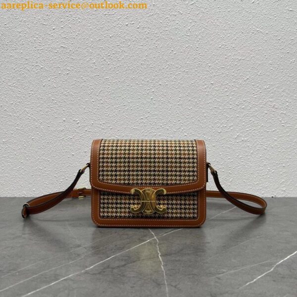 Replica Celine Triomphe Teen Bag In Tweed and Calfskin 3