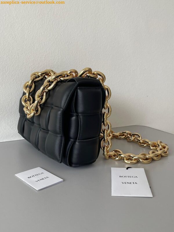 Replica Bottega Veneta Chain Cassette Bag In Black Intrecciato Lambskin 10