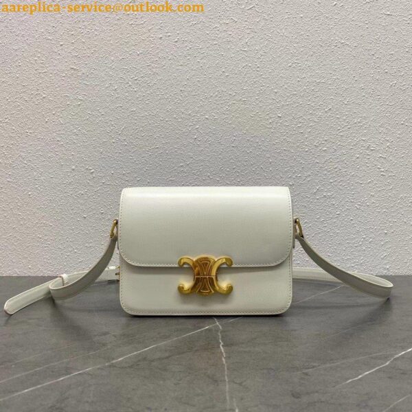 Replica Celine Triomphe Teen Bag In White Leather 5