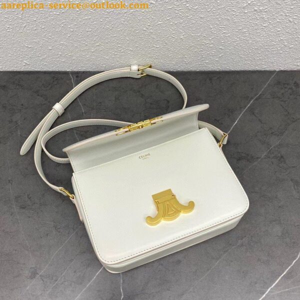 Replica Celine Triomphe Teen Bag In White Leather 13