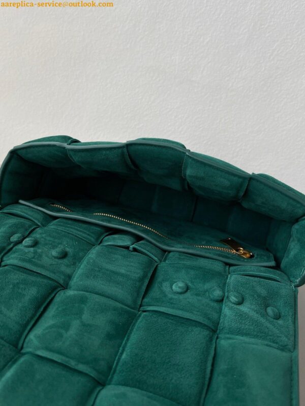 Replica Bottega Veneta Chain Cassette Bag In Green Intrecciato Suede Calfskin 7