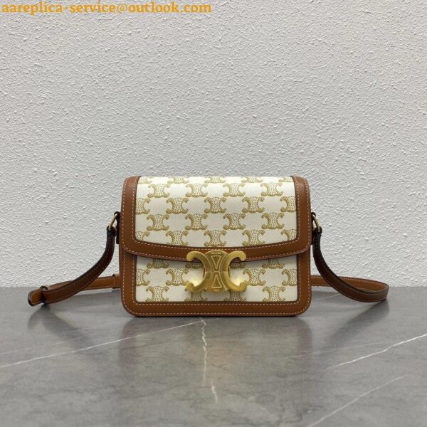 Replica Celine Triomphe Teen Bag In White Triomphe Canvas 17