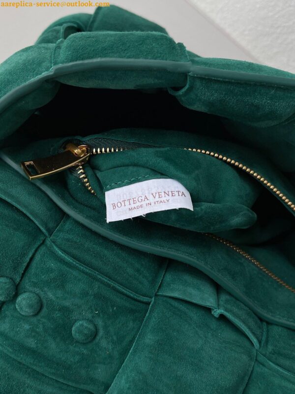 Replica Bottega Veneta Chain Cassette Bag In Green Intrecciato Suede Calfskin 8