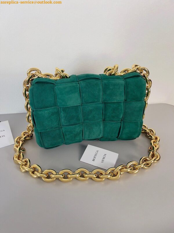 Replica Bottega Veneta Chain Cassette Bag In Green Intrecciato Suede Calfskin 8