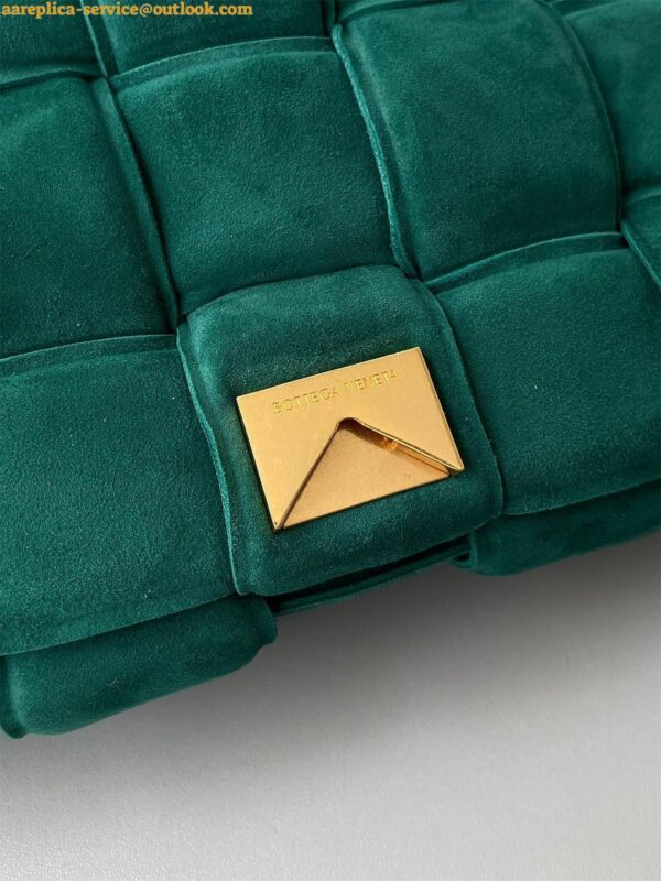 Replica Bottega Veneta Chain Cassette Bag In Green Intrecciato Suede Calfskin 11