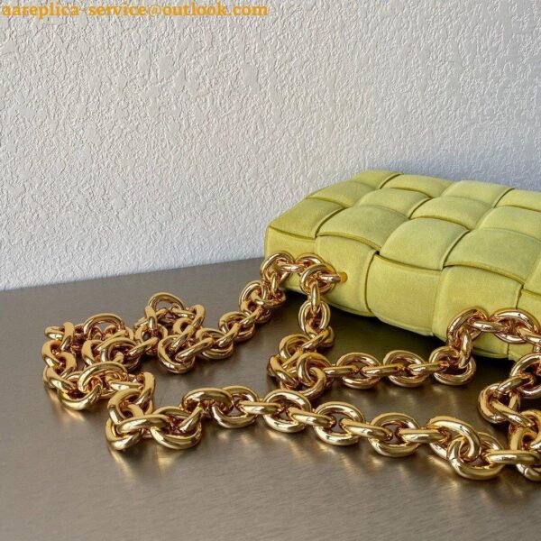 Replica Bottega Veneta Chain Cassette Bag In Kiwi Intrecciato Suede Calfskin 6