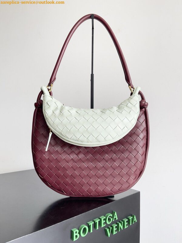 Replica Bottega Veneta Gemelli Medium Bag in Barolo/Glacier Intrecciato Lambskin 6