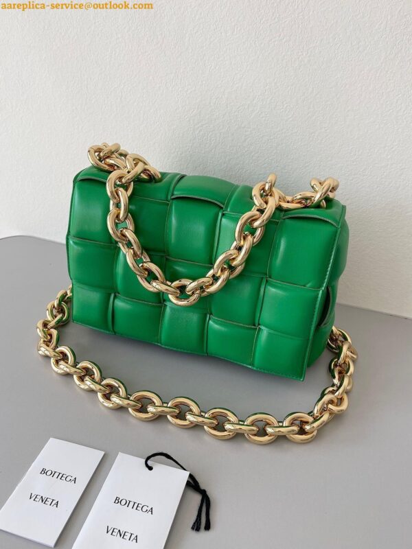 Replica Bottega Veneta Chain Cassette Bag In Parakeet Intrecciato Lambskin 3