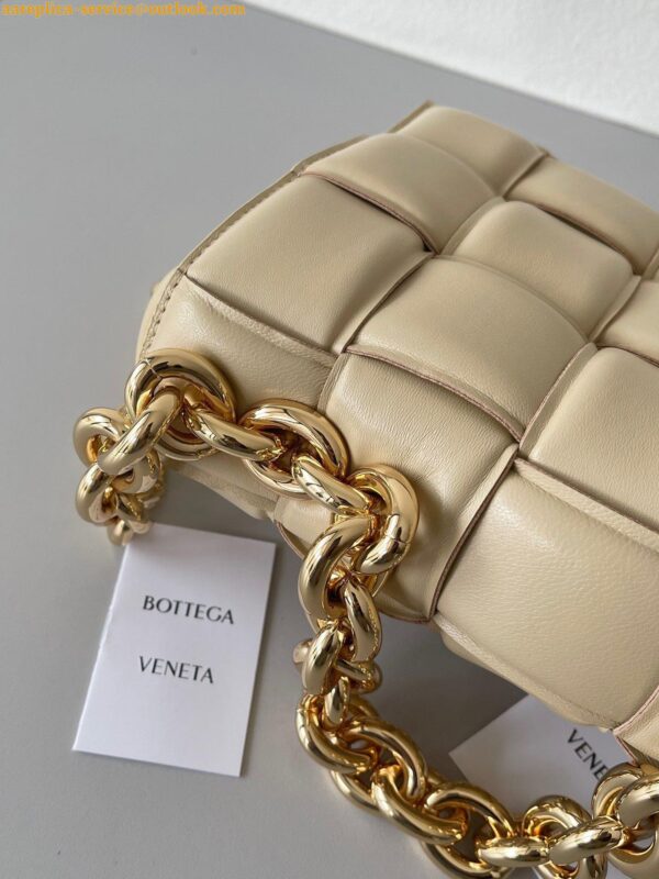 Replica Bottega Veneta Chain Cassette Bag In Porridge Intrecciato Lambskin 8