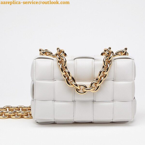 Replica Bottega Veneta Chain Cassette Bag In White Intrecciato Lambskin 2