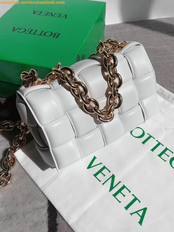 Replica Bottega Veneta Chain Cassette Bag In White Intrecciato Lambskin 9