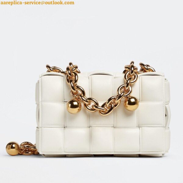 Replica Bottega Veneta Chain Cassette Bag In White Intrecciato Lambskin 12