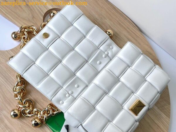 Replica Bottega Veneta Chain Cassette Bag In White Intrecciato Lambskin 20