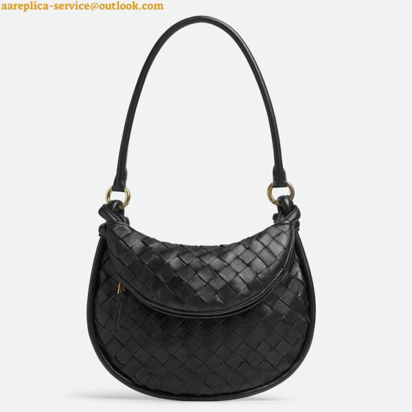 Replica Bottega Veneta Gemelli Small Bag in Black Intrecciato Lambskin 12