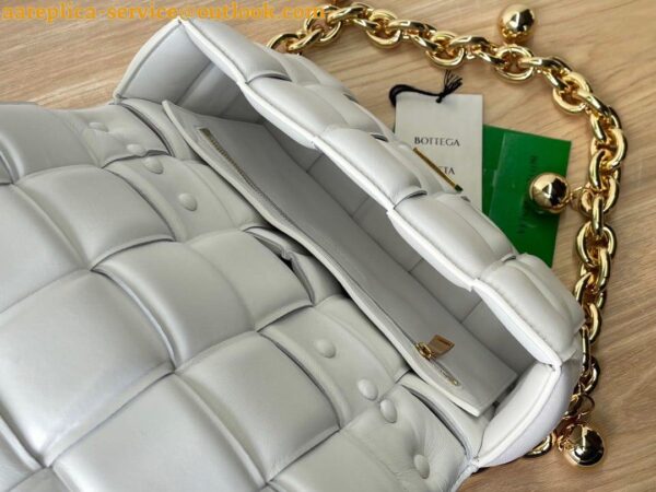 Replica Bottega Veneta Chain Cassette Bag In White Intrecciato Lambskin 38