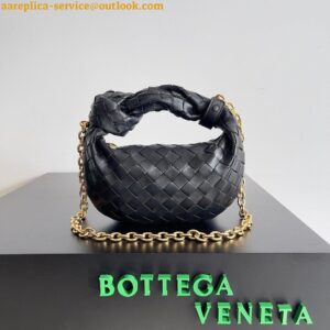 Replica Bottega Veneta Mini Jodie Chain Bag In Black Intrecciato Lambskin