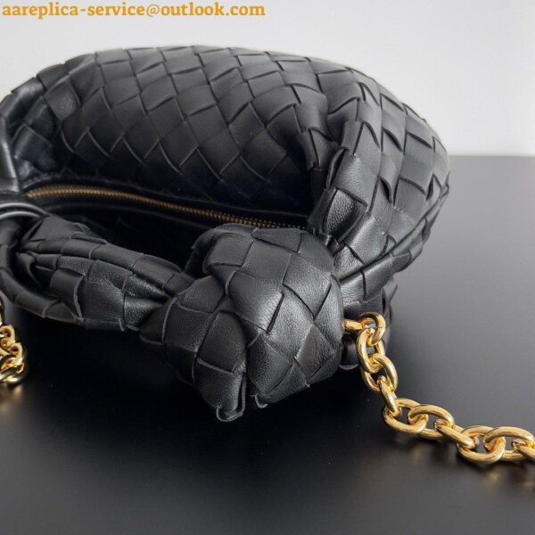 Replica Bottega Veneta Mini Jodie Chain Bag In Black Intrecciato Lambskin 4