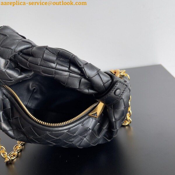 Replica Bottega Veneta Mini Jodie Chain Bag In Black Intrecciato Lambskin 5