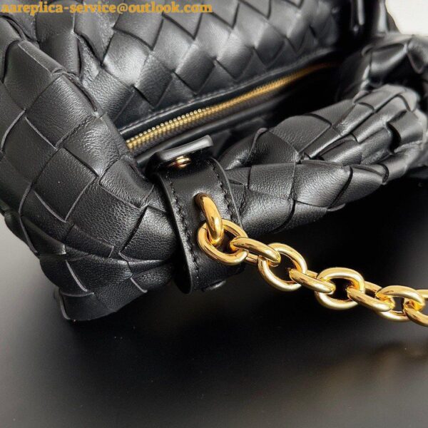 Replica Bottega Veneta Mini Jodie Chain Bag In Black Intrecciato Lambskin 6