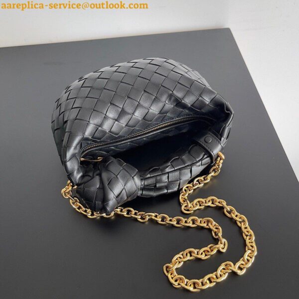 Replica Bottega Veneta Mini Jodie Chain Bag In Black Intrecciato Lambskin 8